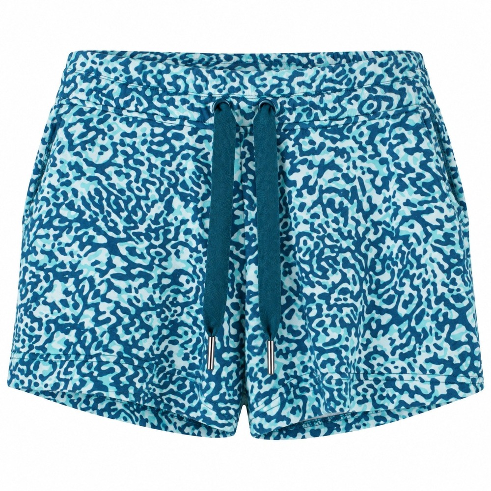 Athleta Balance 4 Shortie Teal White Abstract Print Athletic Shorts Womens Large